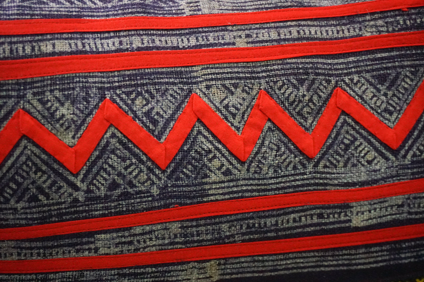 12x20 Vintage Hemp Fabric Hmong Cushion Cover with Tassels