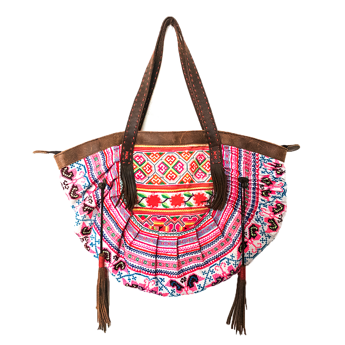 Half Moon Beach Tote Bag with Hmong Embroidery