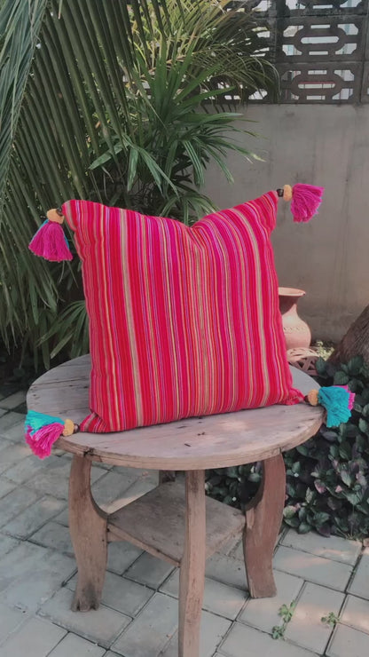 Artisanal Karen Fabric Pillow Case with Tassels