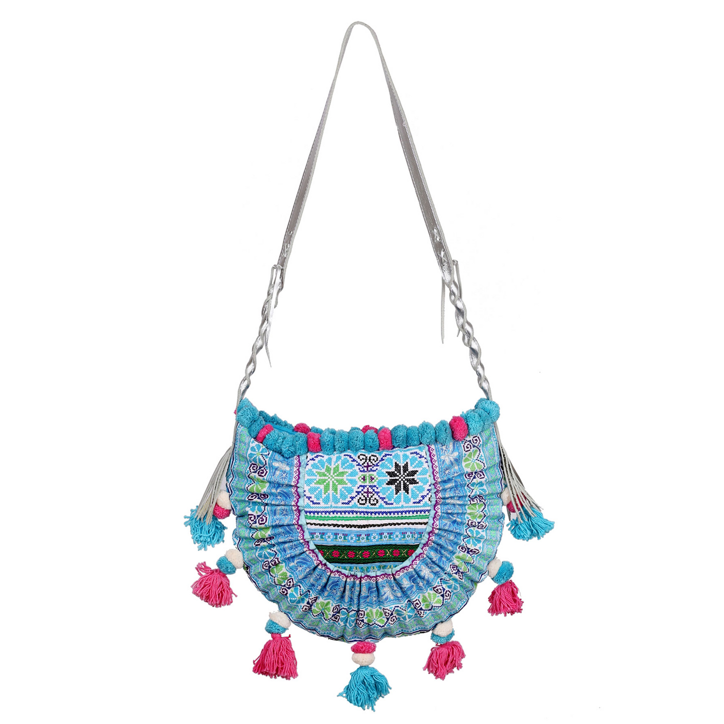 Half Moon Crossbody Bag with Hmong Embroidery