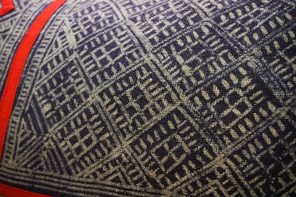 18x18 Vintage Hemp Fabric Hmong Cushion Cover with Tassels
