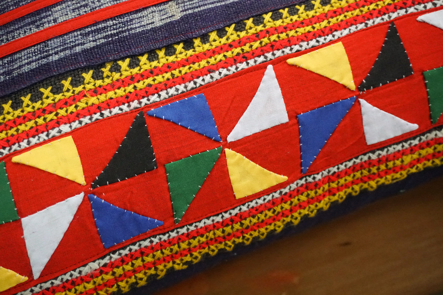 12x20 Vintage Hemp Fabric Hmong Cushion Cover with Tassels