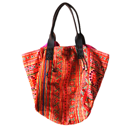 Large Beach Bag with Hmong Embroidery